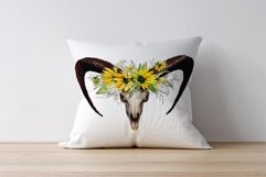 Longhorn Skull With Sunflowers Sublimation Png| Ram Skull Product Image 3