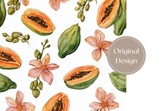 Watercolor Papaya Tumbler Design, Papaya Fruit Tumbler Wrap Product Image 3