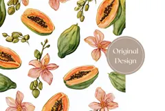 Watercolor Papaya Tumbler Design, Papaya Fruit Tumbler Wrap Product Image 3
