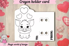 Valentine's Day Pig Coloring Card holder svg, paper crafting Product Image 2