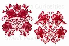 Embroidery, Flowers, Lace, PNG, Clipart, Red Product Image 3