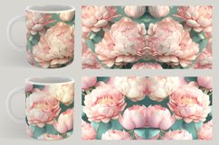 3D Peony Flowers Mug Wrap | Sublimation Coffee Product Image 3