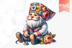 Floral Nurse Gnome Sublimation - Gnome Clipart Design Product Image 1