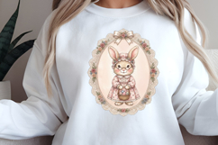 Floral Vintage Easter Grandma Bunny in Lace Frame PNG Product Image 3