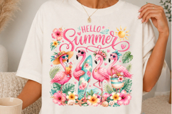 Hello Summer Flamingo Tropical Sublimation SVG Product Image 1