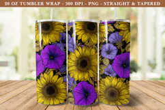 Sunflower & Petunia Flower Tumbler Wrap | 20 oz tumbler wrap Product Image 1