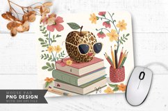 Leopard Apple School Vibes Mouse Pad PNG Design Product Image 1
