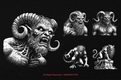 10 Bundle Dark Art Monster Demon Head Scary Face Horror Product Image 5
