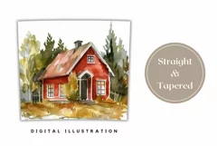 Watercolor House Tumbler Design, Fall Tumbler Sublimation Product Image 3
