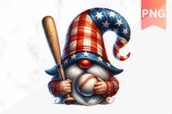 4Th Of July Baseball Gnome Sublimation - Clipart PNG Design Product Image 1