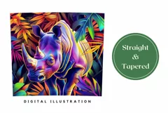 Rhinoceros Tumbler Wrap, Tropical Leaves Sublimation Design Product Image 3
