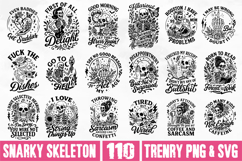 Snarky Skeleton PNG SVG Bundle, Sarcastic Skull Trendy PNG Product Image 3