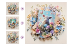 Happy Easter Card Printable, Easter Lamb Card, Lamb PNG Product Image 3