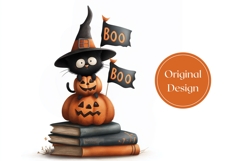 Boo Halloween Cat Tumbler, Cartoon Pumpkins Tumbler Wrap Product Image 3