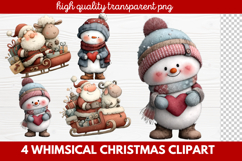 4 Whimsical Christmas Clipart | Cute Holiday PNG Set Product Image 1