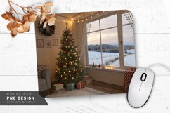 Festive Holiday Room with Snowy Views Mouse Pad PNG Design Product Image 1