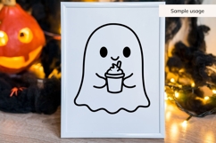 Ghost Holding Drink SVG, Halloween Ghost SVG Product Image 3