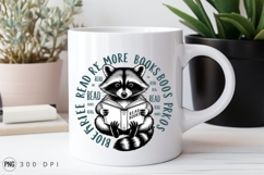 Raccoon Reading Book Cartoon Animal Illustration PNG Design