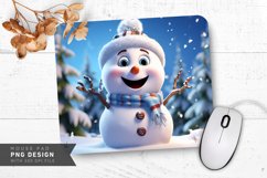 Snowman with Smiling Face and Snowy Branches Mouse Pad PNG Product Image 1