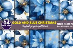 Gold and Blue Christmas Backgrounds Bundle PNG Product Image 4