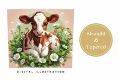 Cute Cow Tumbler Design, Chamomile Tumbler Sublimation Product Image 3