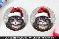 Christmas Cat Car Coaster PNG, Funny Cat Car Coaster Product Image 1