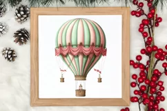 Christmas Hot Air Balloon Clipart, Christmas Hot Air Product Image 1