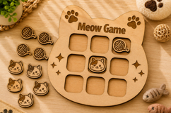 Cat Tic Tac Toe Laser Cut SVG Product Image 1