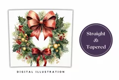 Christmas Tumbler Wrap, Watercolor Christmas Wreath Design Product Image 3