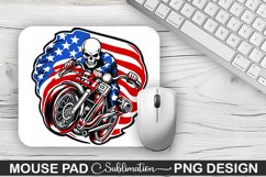 Man Skull Ride an American Flag Sublimation Mouse Pad Design Product Image 1