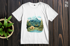 Camping Mountain Landscape Watercolor Clipart png Product Image 2
