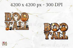 Boo Yall PNG, Rustic Wood Ghost Halloween Sublimation Design Product Image 2