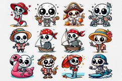 Cool summer Skeleton clipart BUNDLE. PNG. Product Image 3