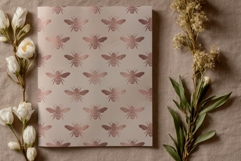 Rose Gold Bee and Floral Digital Paper Product Image 3