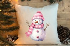 Cute Pink Christmas Snowman Sublimation Clipart Product Image 3