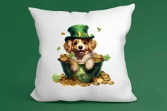 St Patricks Day Dog with Gold Coin Clipart, St Patricks Day Product Image 1