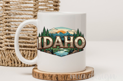 Idaho State PNG, Vintage Mountain River Elk Sublimation Product Image 3