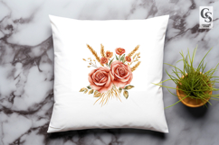 Rose Wheat Floral Arrangement Clipart Sublimation PNG Product Image 3