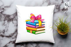 Stacked Books With Ribbon Bow clipart sublimation png Product Image 3