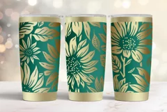 20oz Tumbler laser svg wrap|Sunflowers seamless pattern Product Image 1