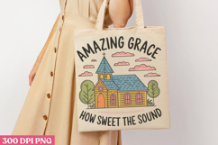 Amazing Grace How Sweet PNG, Retro Church Sublimation PNG Product Image 3