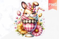 Easter Bunny And Milkshake Flowers Sublimation - Clipart PNG Product Image 1