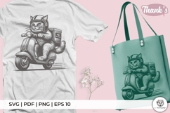 Cool Cat Rider on Classic Motorcycle Product Image 3