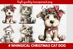 4 Whimsical Christmas Cat &amp; Dog Clipart | Cute Holiday Pet Product Image 1