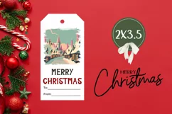 Cozy Winter Village Gift Tag, Santa Claus Gift Tag PNG Product Image 3