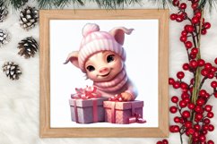 Cute Pink Christmas Animals Clipart Sublimation Product Image 3