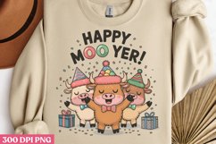 Happy Moo Year PNG, Highland Cow Sublimation PNG Product Image 3