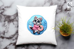 Cute Raccoon With Donut Clipart Sublimation PNG Product Image 3