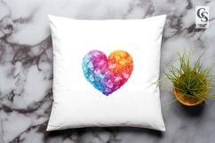 Rainbow Crystal Heart Clipart Sublimation PNG Product Image 3