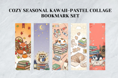 Cozy Seasonal Kawaii-Pastel Collage Bookmark Set,Cute Autumn Product Image 3